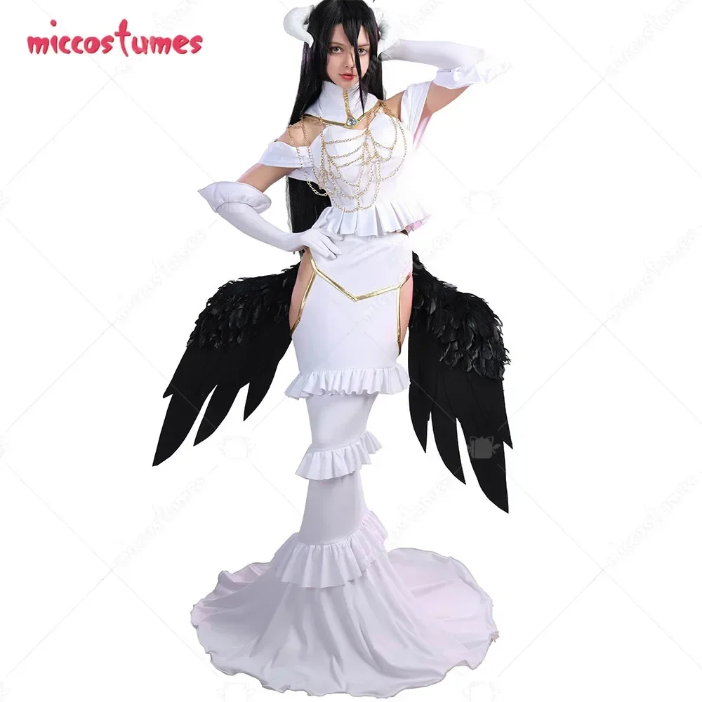 Women'S Fashion Gloves - Miccostumes 女性アニメコスプレ衣装白いオフショルダートップとカットアウトスカートセット