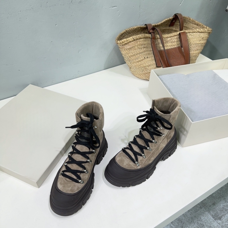 Women'S Fashion Hiking Boots - 秋冬新作 本革 マテ底 厚底 インルン ラウンドトゥ