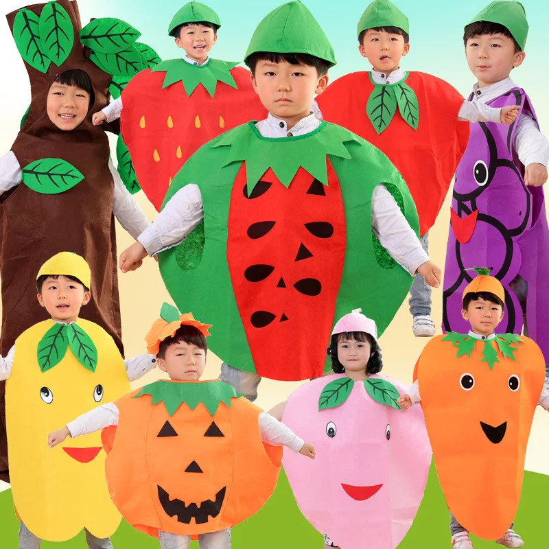 Women'S Fashion Show - クリスマス子供用果物と野菜のモデリングコスチューム幼稚園フルーツ環境ファッションショー服新年コスチューム