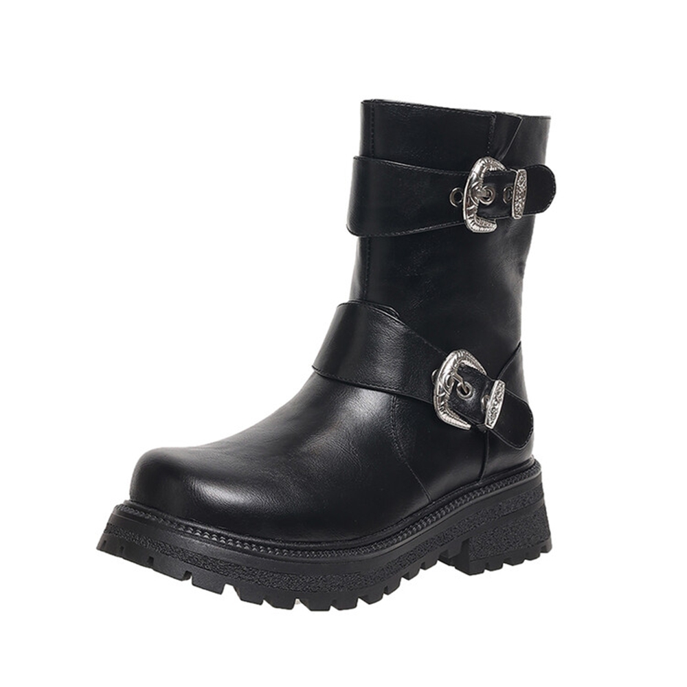 Women'S Fashion Hiking Boots - 女性のファッションとアンクルコンバットブーツ丸頭厚いヒールサイドジッパーショートブーツ快適なハイキング女性ブーツ 862-3