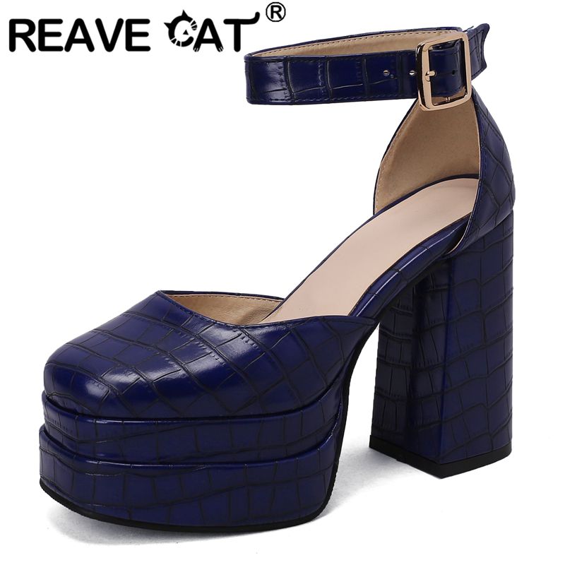 Women Fashion Trend 2025 - REAVE 猫 2025 新セクシーなファッション女性サンダルスクエアトゥチャンキーヒール 12 センチメートルダブルプラットフォーム