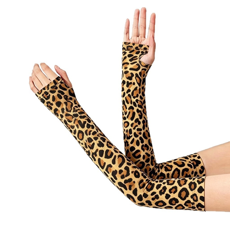 Women'S Fashion Gloves - ファッションヒョウ柄ロングフィンガーレスアームスリーブ伸縮性女性ステージパフォーマンスドライビングパーティーコスプレ装飾グローブ