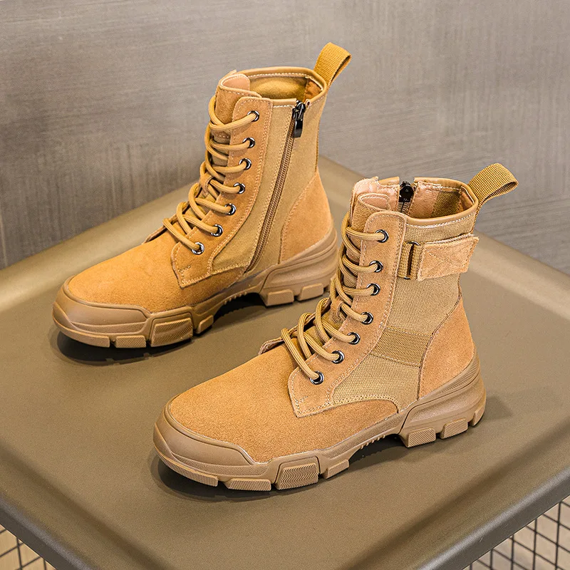 Women'S Fashion Hiking Boots - レザーファッションレディースブーツ、冬用レディーススポーツシューズハイキングシューズキャンバスワークウェアブーツ英国風カジュアルレディースシューズ