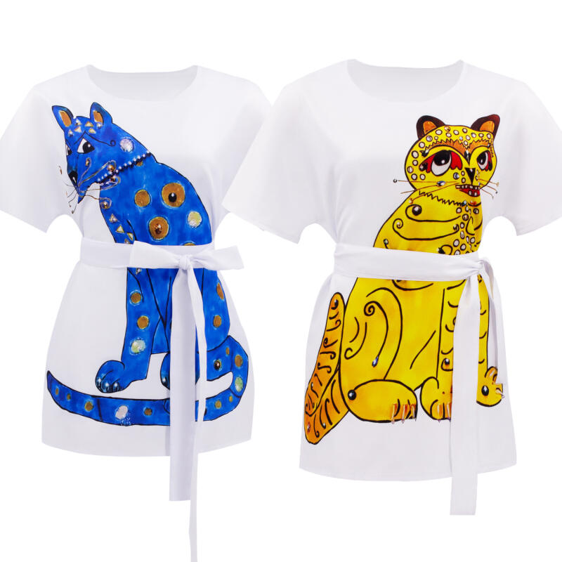 Women'S Fashion From The 70S - アニ・コスプレコスチューム アグネタ・ガール・ディスガイズ アニ・フリッド・アグネタ・キャットドレス 映画70年代 女性コスチューム ヴィンテージTシャツドレス