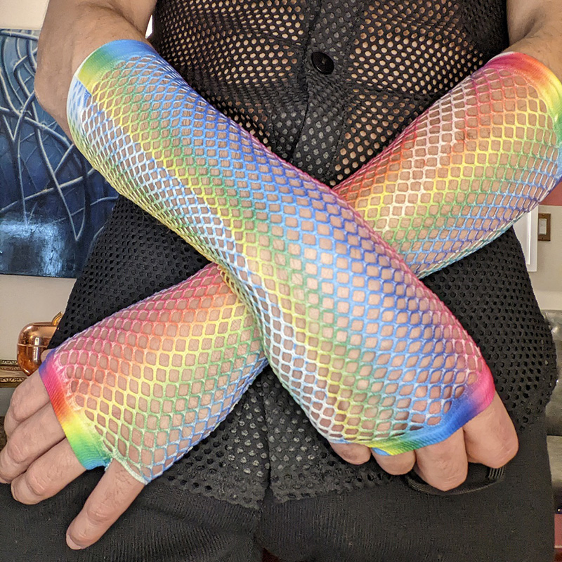 Women'S Fashion Gloves - 1組 レディース ロングフィッシュネットグローブ 指なしメッシュグローブ パンクロック ファンシーナイトクラブパーティー