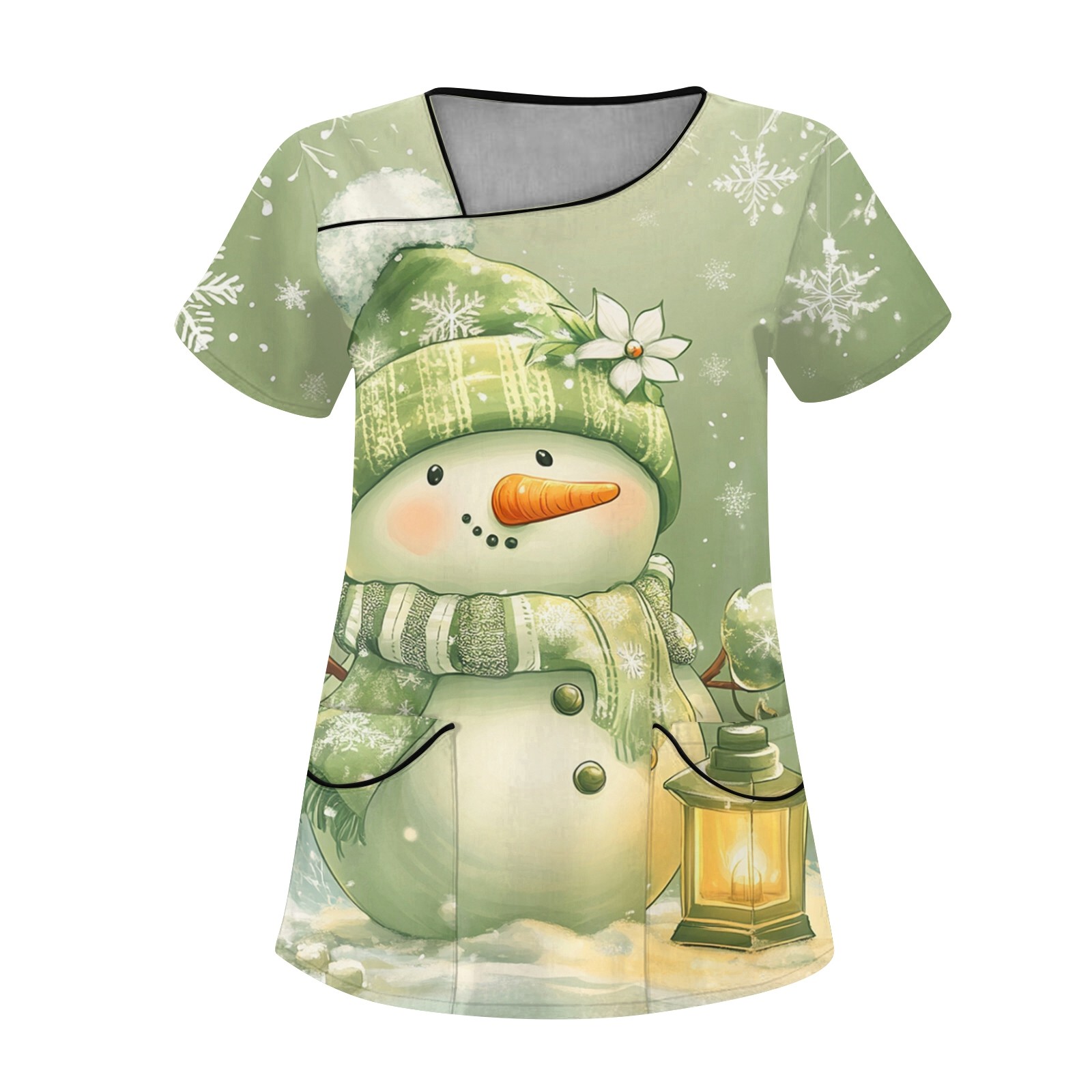 Women'S Fashion Overalls - エルクの漫画プリントが施された女性用半袖Tシャツ,ナースユニフォーム,ナースユニフォーム,ポケットオーバーオール,医療ユニフォーム,原宿,クリスマス