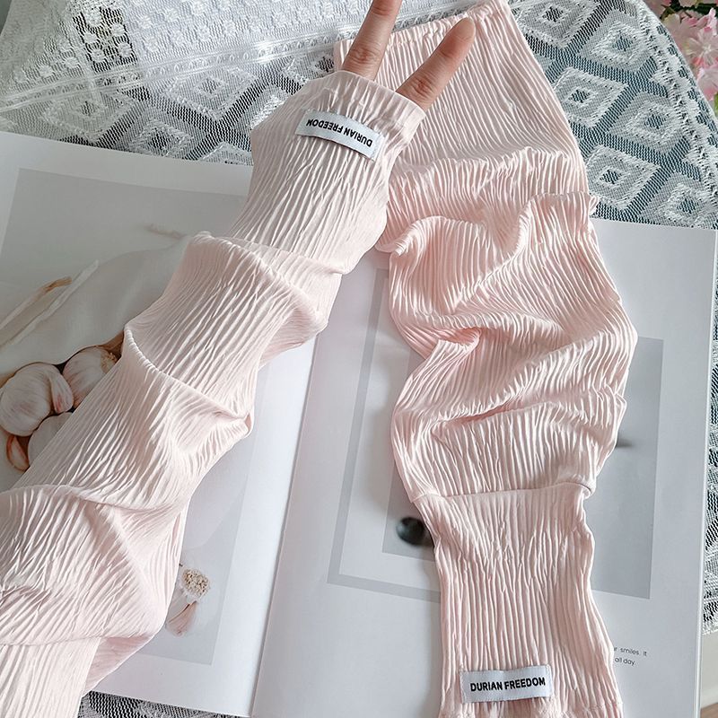 Women'S Fashion Gloves - 夏用ルーズアイスシルクUVカットスリーブ、フィンガーレスグローブ、通気性日焼け止めハンドスリーブ、女性用アウトドアライディングアームカバー
