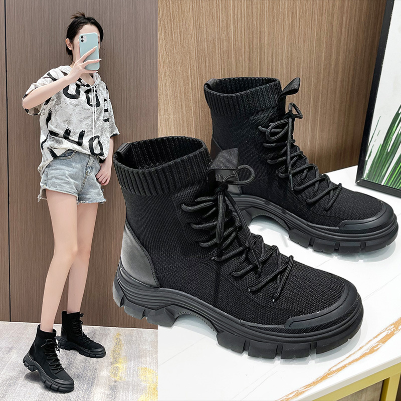 Women'S Fashion Hiking Boots - レディースハイキングシューズ、英国風ファッショナブルカジュアルスポーツブーツ通気性フライウーブンソックスシューズ、レディースキャンプシューズ2025 登山靴登山トレッキングシューズハイキングシューズアウトドアブーツウォーキングシューズブーツ メンズタクティ