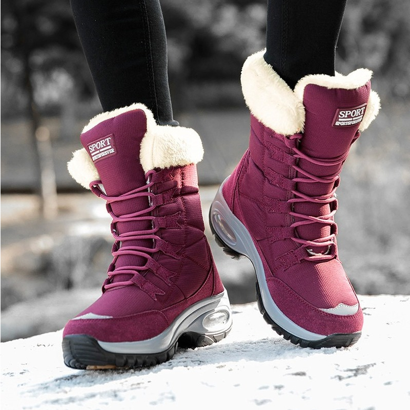 高級婦人用スノーブーツ、ファッショナブルなプラッシュ素材の暖 - Women'S Fashion Hiking Boots のレビューと価格