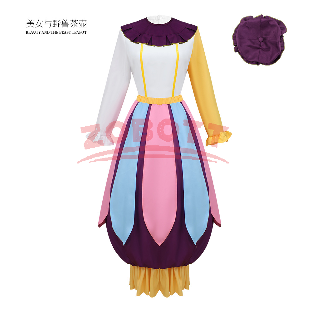 ティーポットミセスポッツコスプレ長袖カラフルなドレス帽子衣装 - Women Fashion Hats のレビューと価格