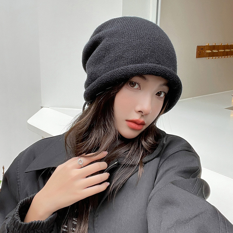 ニットボンネットフード女性用冬暖かいゆったりビーニー帽子女性 - Women Fashion Hats のレビューと価格