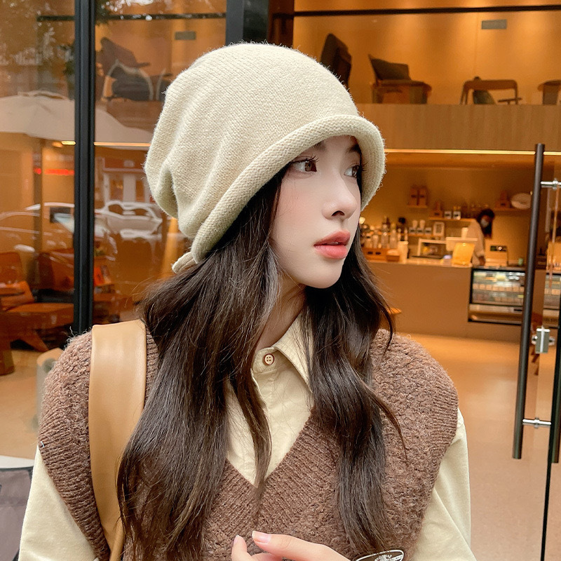 ニットボンネットフード女性用冬暖かいゆったりビーニー帽子女性 - Women Fashion Hats のレビューと価格
