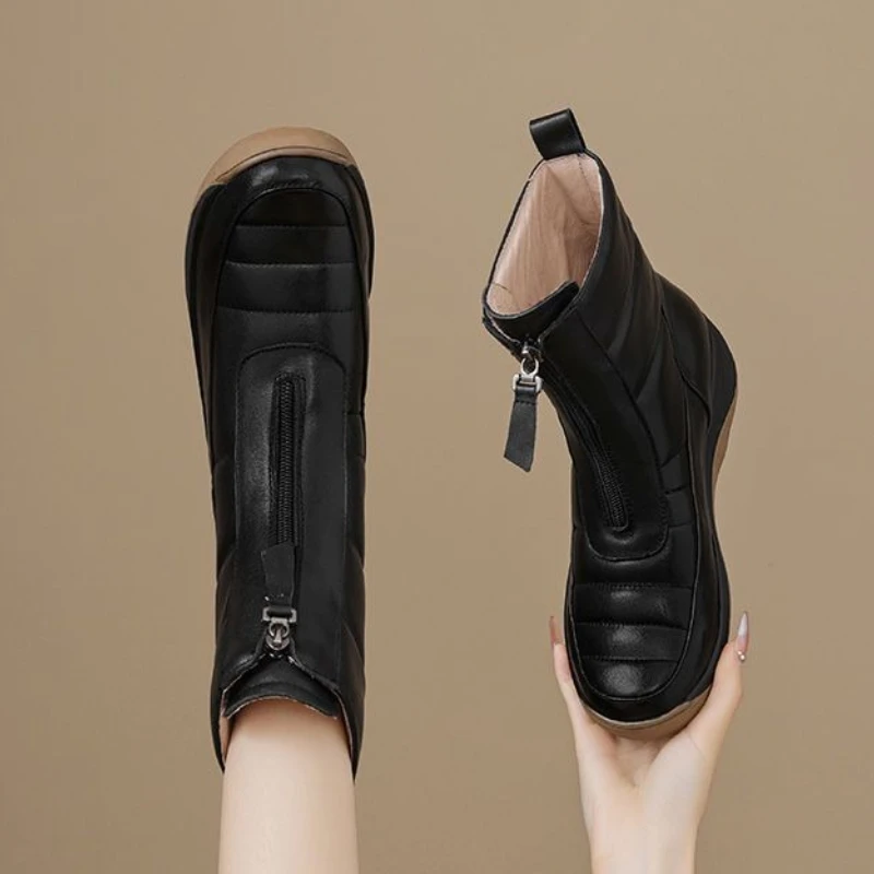 ブーツ ラウンドトゥ 防水 ジッパー付き レディース スノー - Women Fashion Trend 2025 のレビューと価格
