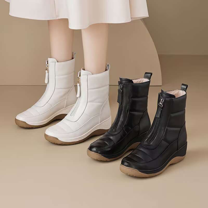 ブーツ ラウンドトゥ 防水 ジッパー付き レディース スノー - Women Fashion Trend 2025 のレビューと価格