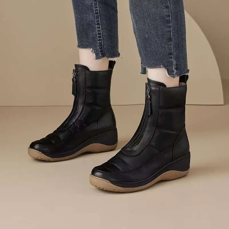 ブーツ ラウンドトゥ 防水 ジッパー付き レディース スノー - Women Fashion Trend 2025 のレビューと価格