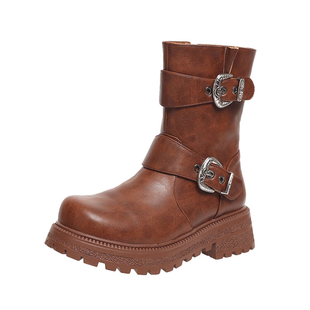 女性のファッションとアンクルコンバットブーツ丸頭厚いヒールサ - Women'S Fashion Hiking Boots のレビューと価格