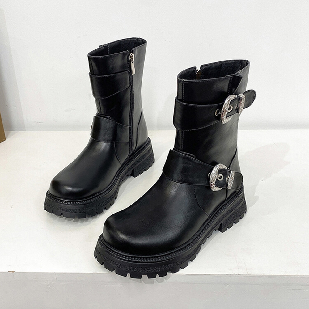 女性のファッションとアンクルコンバットブーツ丸頭厚いヒールサ - Women'S Fashion Hiking Boots のレビューと価格