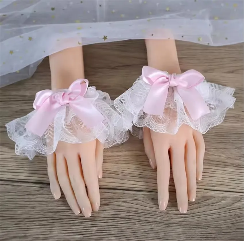 日本人女性女の子ロリータ多色リボン手袋フェイクスリーブカフス - Women'S Fashion Gloves のレビューと価格