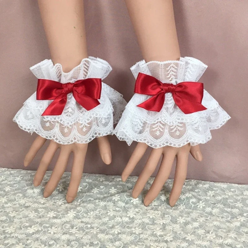 日本人女性女の子ロリータ多色リボン手袋フェイクスリーブカフス - Women'S Fashion Gloves のレビューと価格