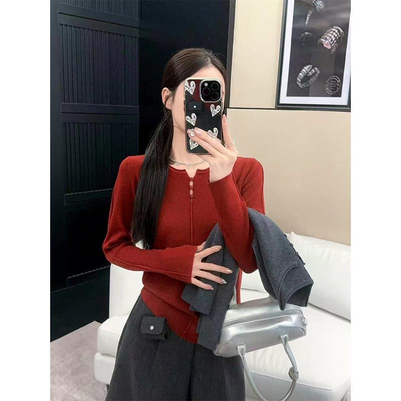 女性用アメリカンスタイル中空ニットトップス、スリムインナーウ - Women Fashion Style のレビューと価格