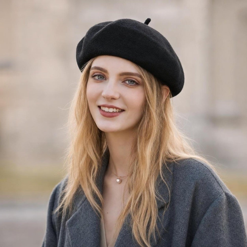 ファッショナブルな暖かい冬用ウールベレー帽 レトロでエレガン - Women Fashion Hats のレビューと価格