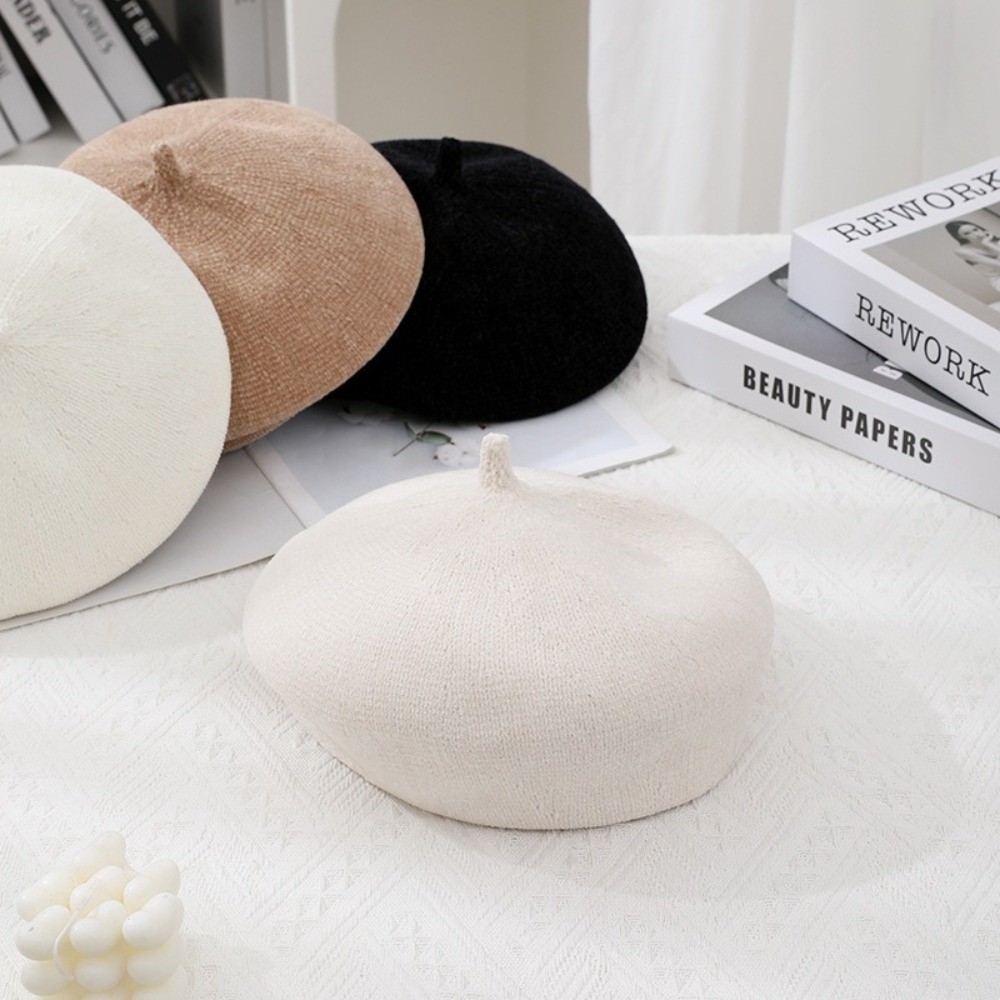 ファッショナブルな暖かい冬用ウールベレー帽 レトロでエレガン - Women Fashion Hats のレビューと価格