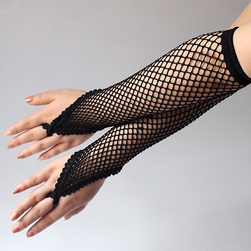 黒新しい女性ロング網タイツ手袋夏メッシュ中空日焼け止め手袋ガ - Women'S Fashion Gloves のレビューと価格