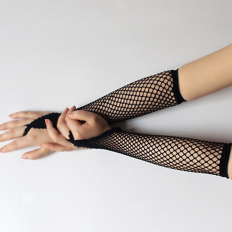 黒新しい女性ロング網タイツ手袋夏メッシュ中空日焼け止め手袋ガ - Women'S Fashion Gloves のレビューと価格