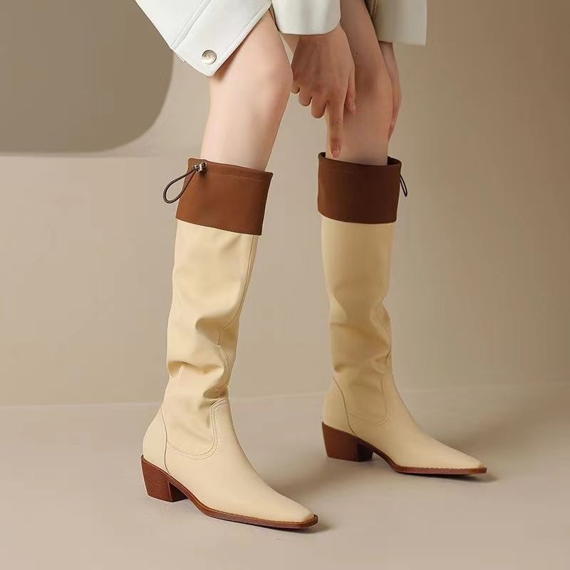 アプリコットスクエアトゥレディースロングブーツ防水ファッショ - Women Fashion Trend 2025 のレビューと価格