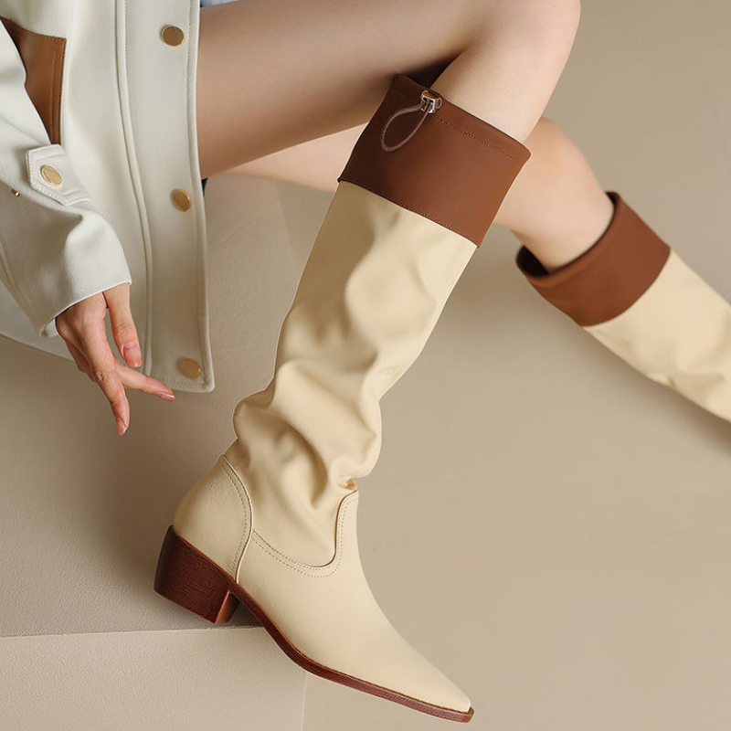 アプリコットスクエアトゥレディースロングブーツ防水ファッショ - Women Fashion Trend 2025 のレビューと価格