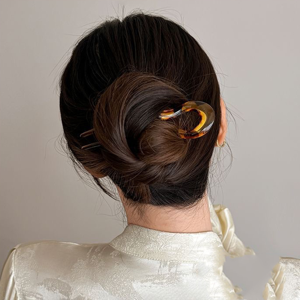 U 字型ヘアフォークファッションべっ甲模様アセテートアクリル - Women Fashion Hub のレビューと価格