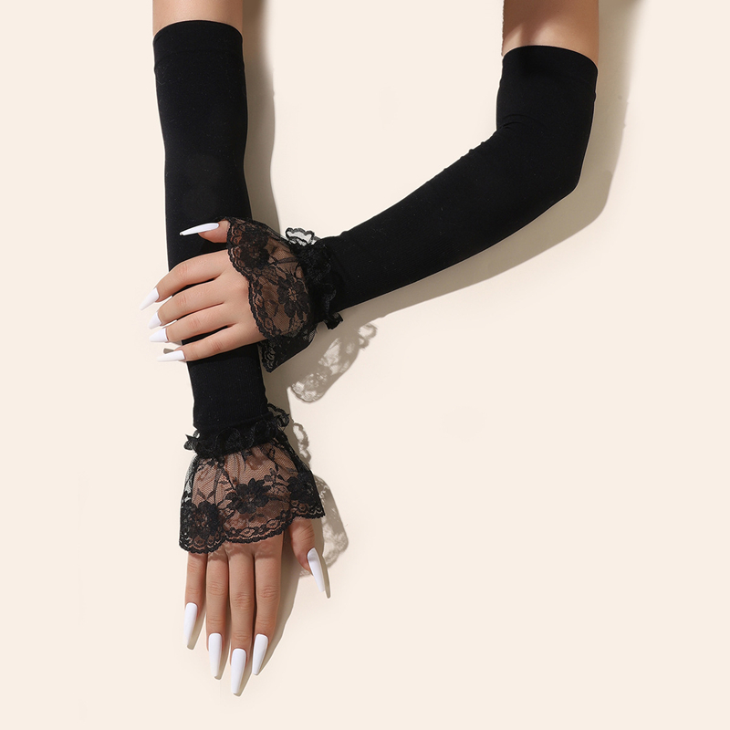 ファッションロングレースアームスリーブ夏の日焼け止め指なし手 - Women'S Fashion Gloves のレビューと価格