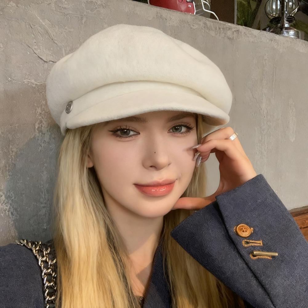 スタイルベレー帽女性用ベレー帽冬暖かい帽子ソリッドカラードー - Women Fashion Hats のレビューと価格