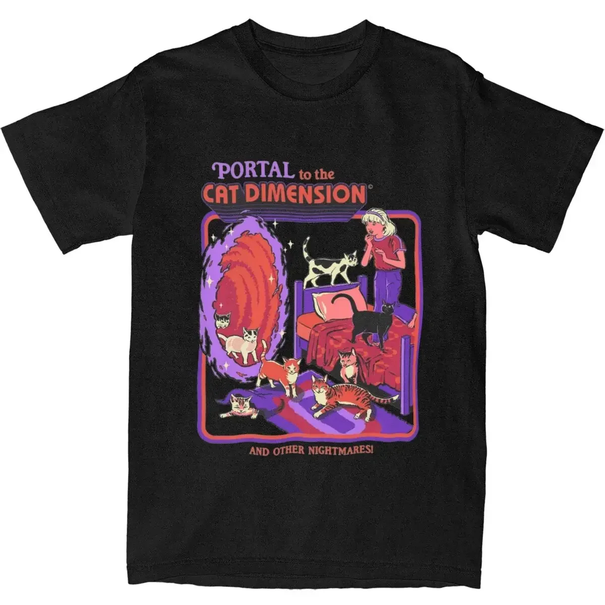 男性と女性のためのビンテージダークキャットTシャツ,ホラーT - Women'S Fashion From The 70S のレビューと価格